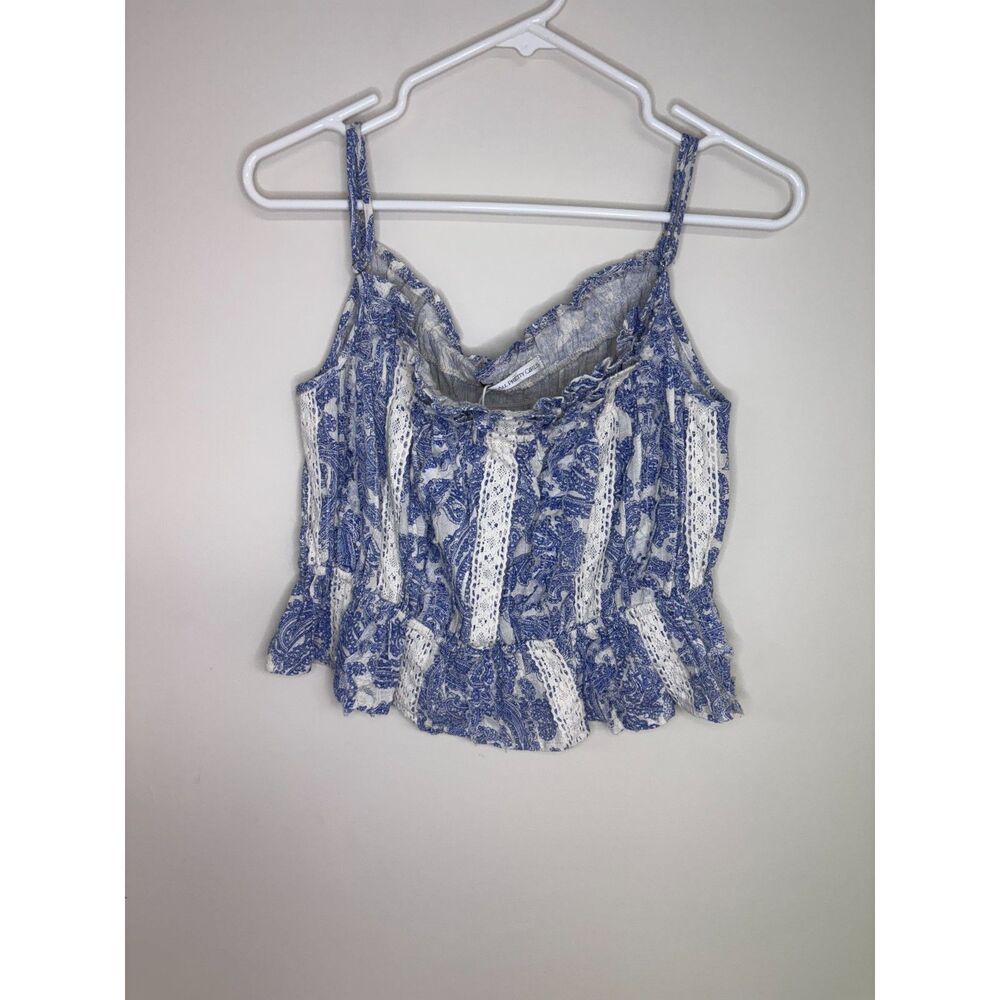 WAPG We’re All Pretty Girls True Blue Top L NWT $72 Paisley Lace Cami Boho